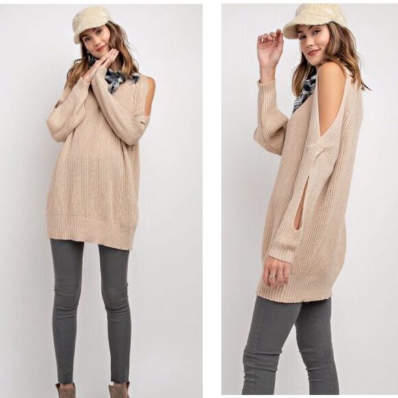 EASEL SANDY” COLD SHOULDER KNIT TOP SIZE MEDIUM LARGE EUC - Picture 4 of 7